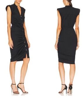 Veronica Beard Cap Sleeve Ruched Shirt Dress 10